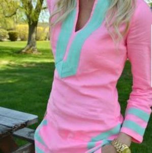 Sail to Sable hot pink & mint tunic top